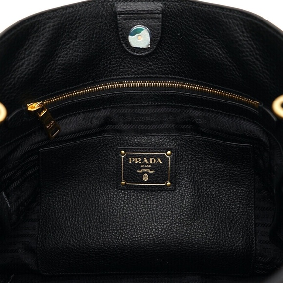 Prada Tote Large Shopping Shoulder Bag Vitello Phenix Black Leather 1BG8… - Picture 6 of 7